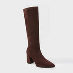 Adele Faux Suede Block Heel Knee High Boots
