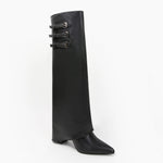 Antonia Triple-Buckle Vegan Leather Knee-High Boots