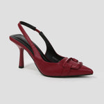 Cindy Slingback Faux Leather Stiletto Heels with Buckle Detail