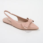 Cinnamon Vegan Leather Slingback Flats with Bow Detail