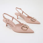 Clementine Slingback Kitten Heels with Sculpted Adornment