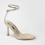 Ernie Ankle Wrap Clear Strap Stiletto Heels