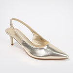 Fancy Patent Leather Slingback Kitten Heels
