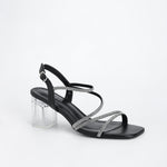 Hera Rhinestone Strappy Clear Block Heel Sandals