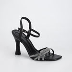 Hilda Rhinestone Cross Straps Heeled Sandals