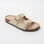 Karen Double Buckle Suede Slide Sandals