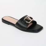 Kimber Statement Buckle Accent Slide Sandals