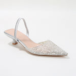 Mara Slingback Heels with Pearls and Rhinestones