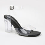 Navi Clear Strap Block Heels