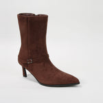 Terry Mid-Calf Boots with Buckle Strap Detail