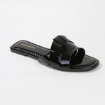 Topaz Glossy Patent Braided Slide Sandals