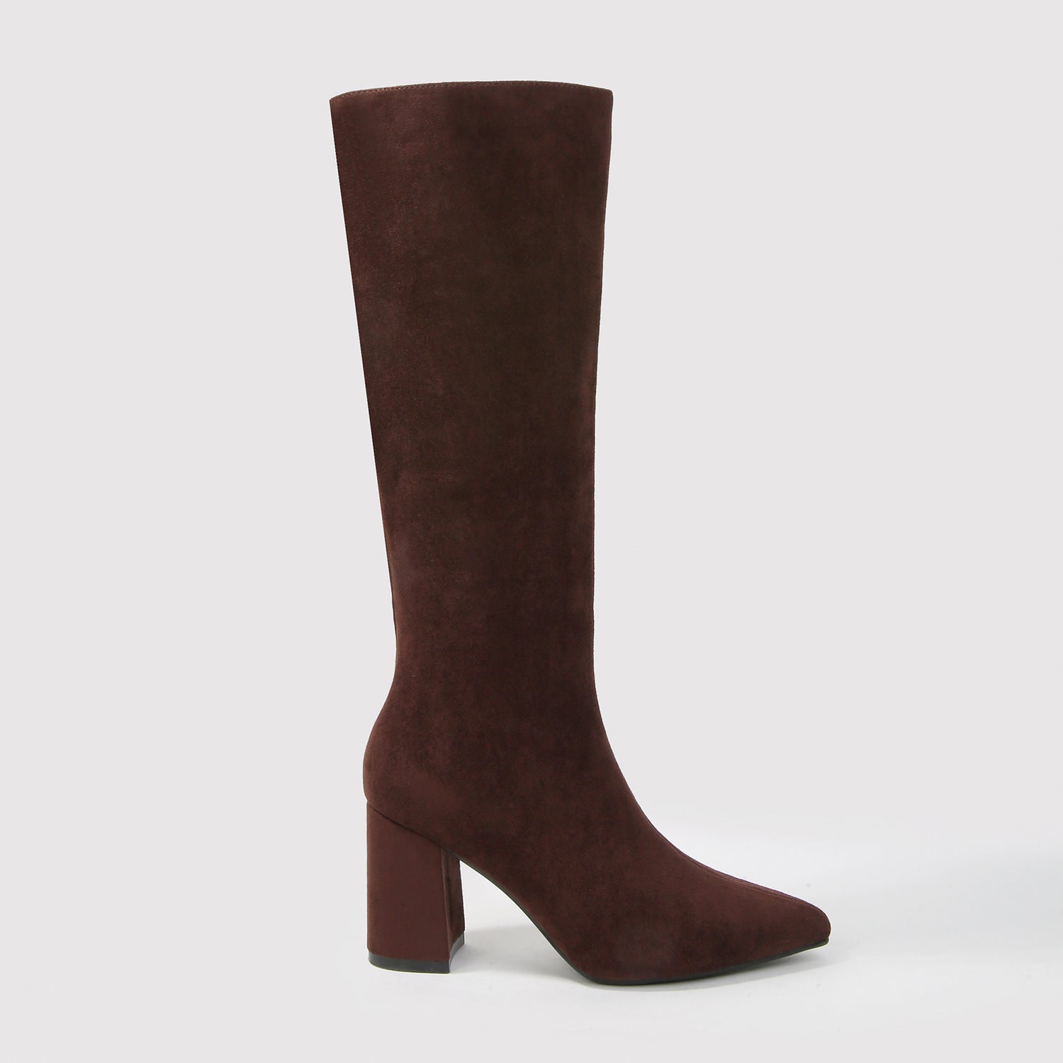 Adele Faux Suede Block Heel Knee High Boots