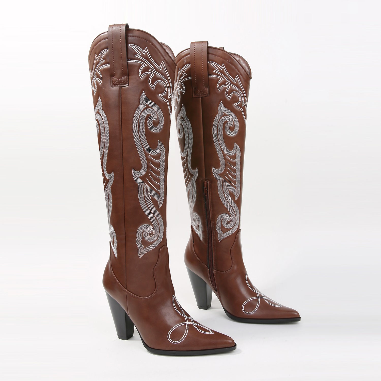 Ashley Embroidered Vegan Leather Cowboy Boots