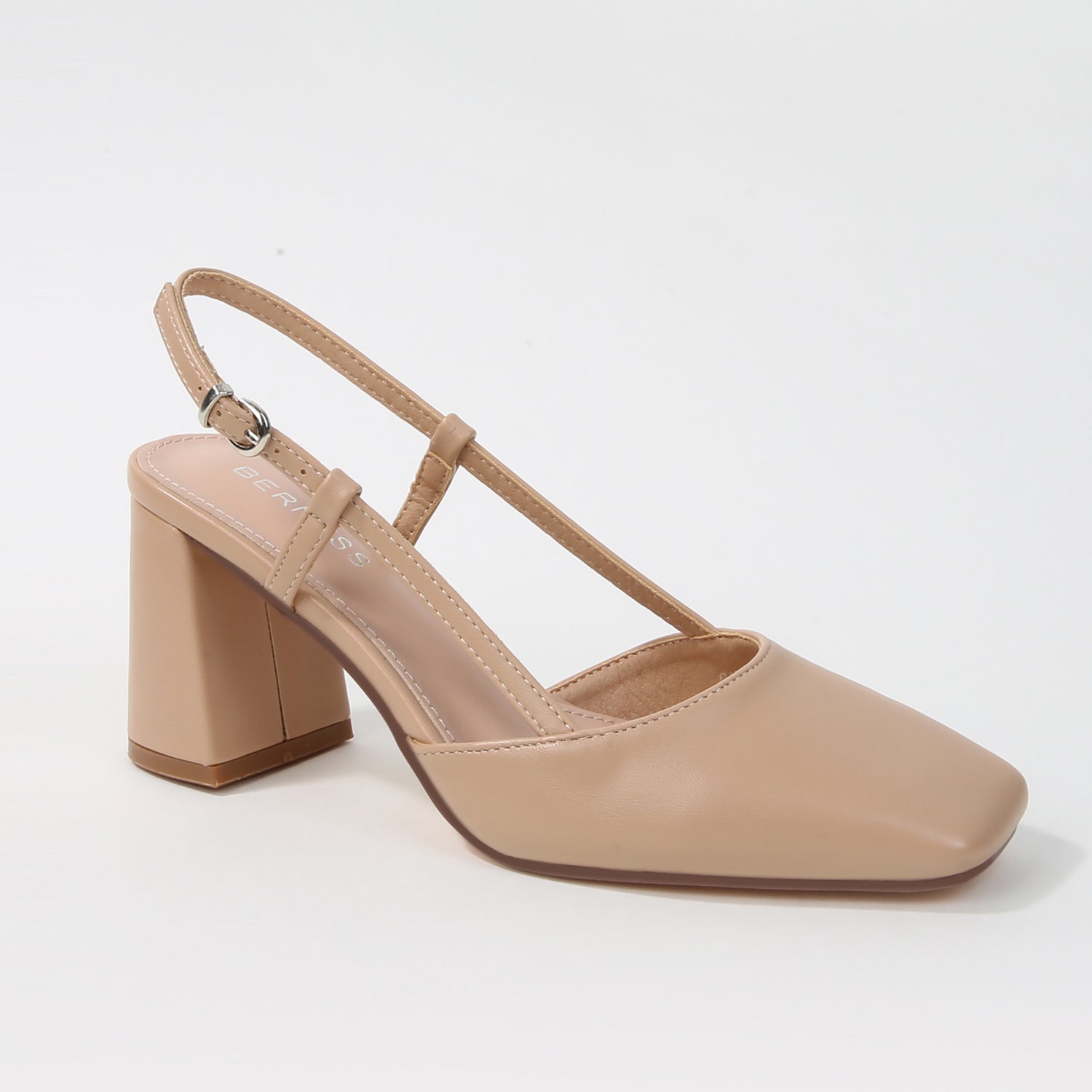Calla Square Toe Slingback Block Heel Pumps