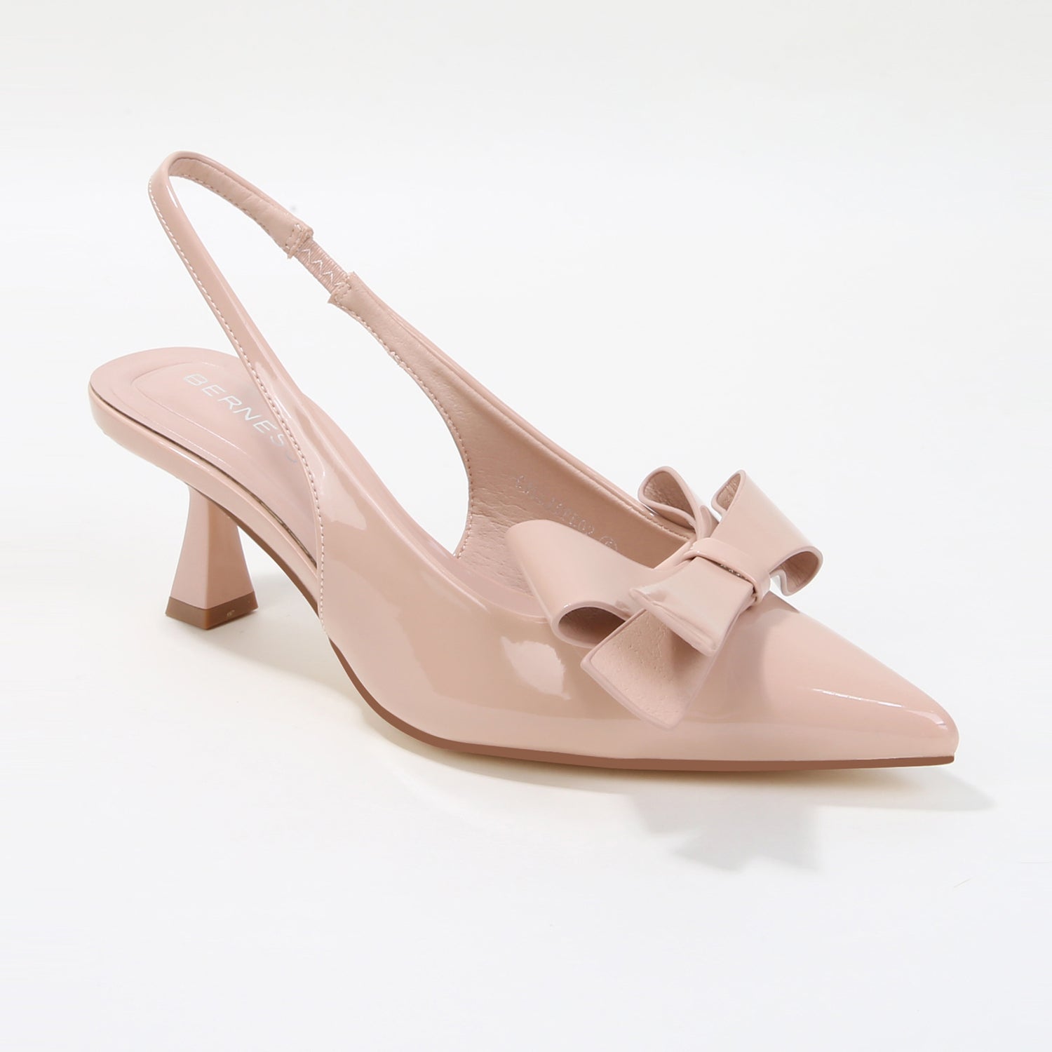 Calliope 2 Patent Slingback Kitten Heels with Bow Detail
