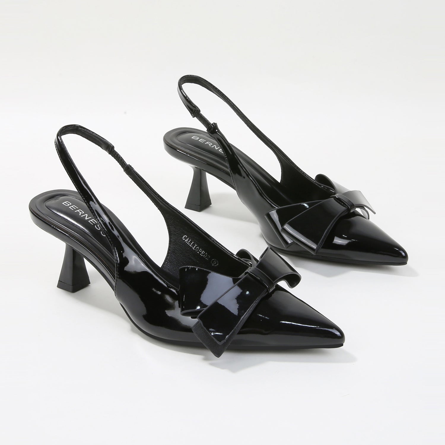 Calliope 2 Patent Slingback Kitten Heels with Bow Detail