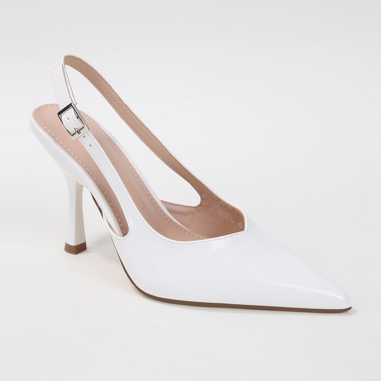 Carmel Patent Pointed Toe Stiletto Slingback Heels