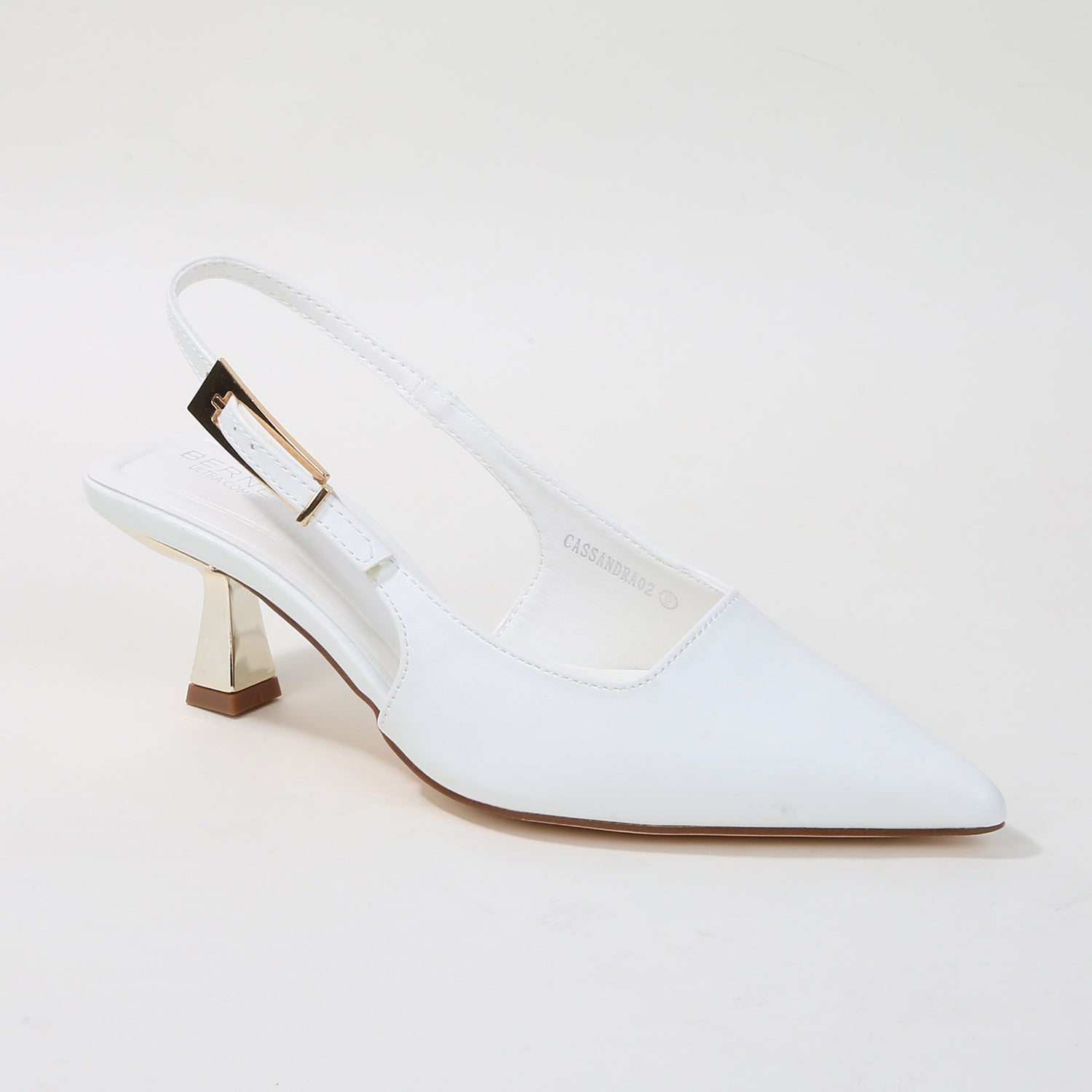 Cassandra 2 Polished Buckle Slingback Kitten Heels