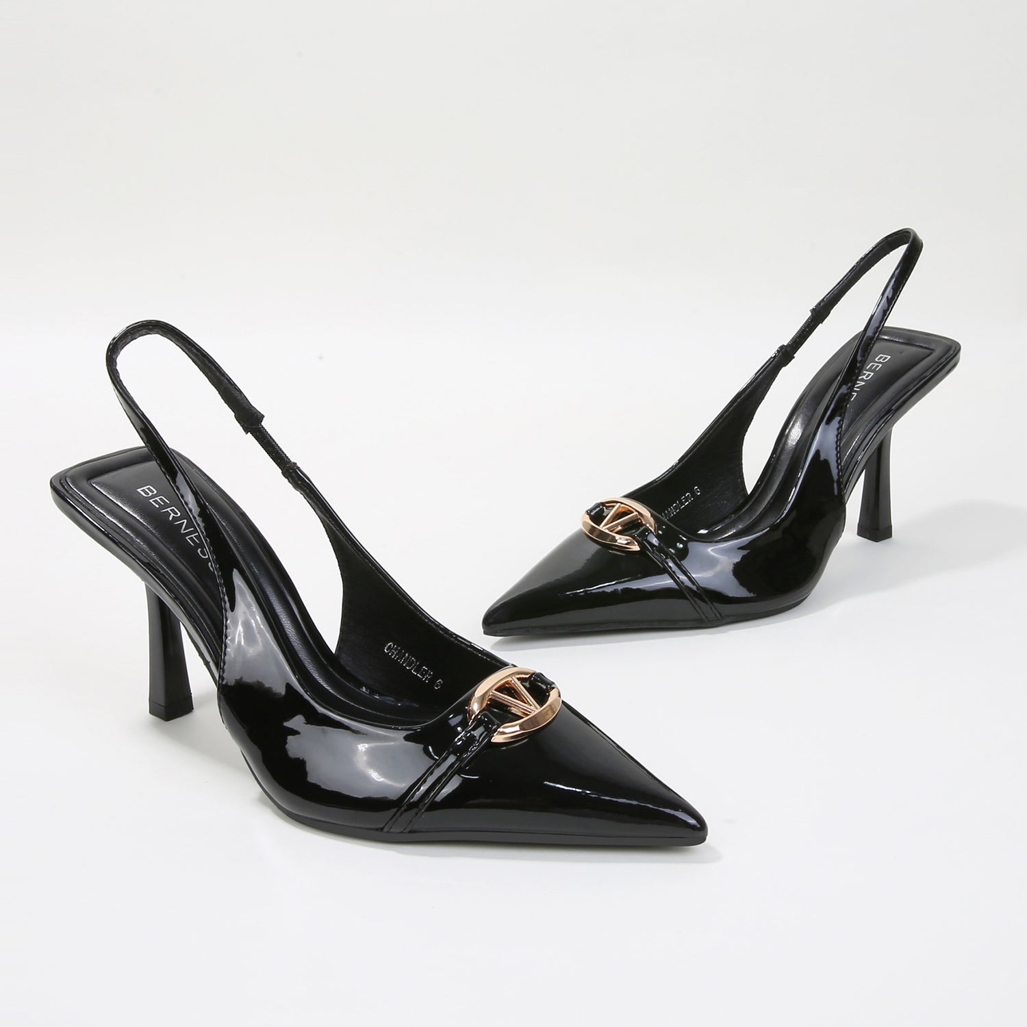 Chandler Patent Metallic Accent Pointed Heels