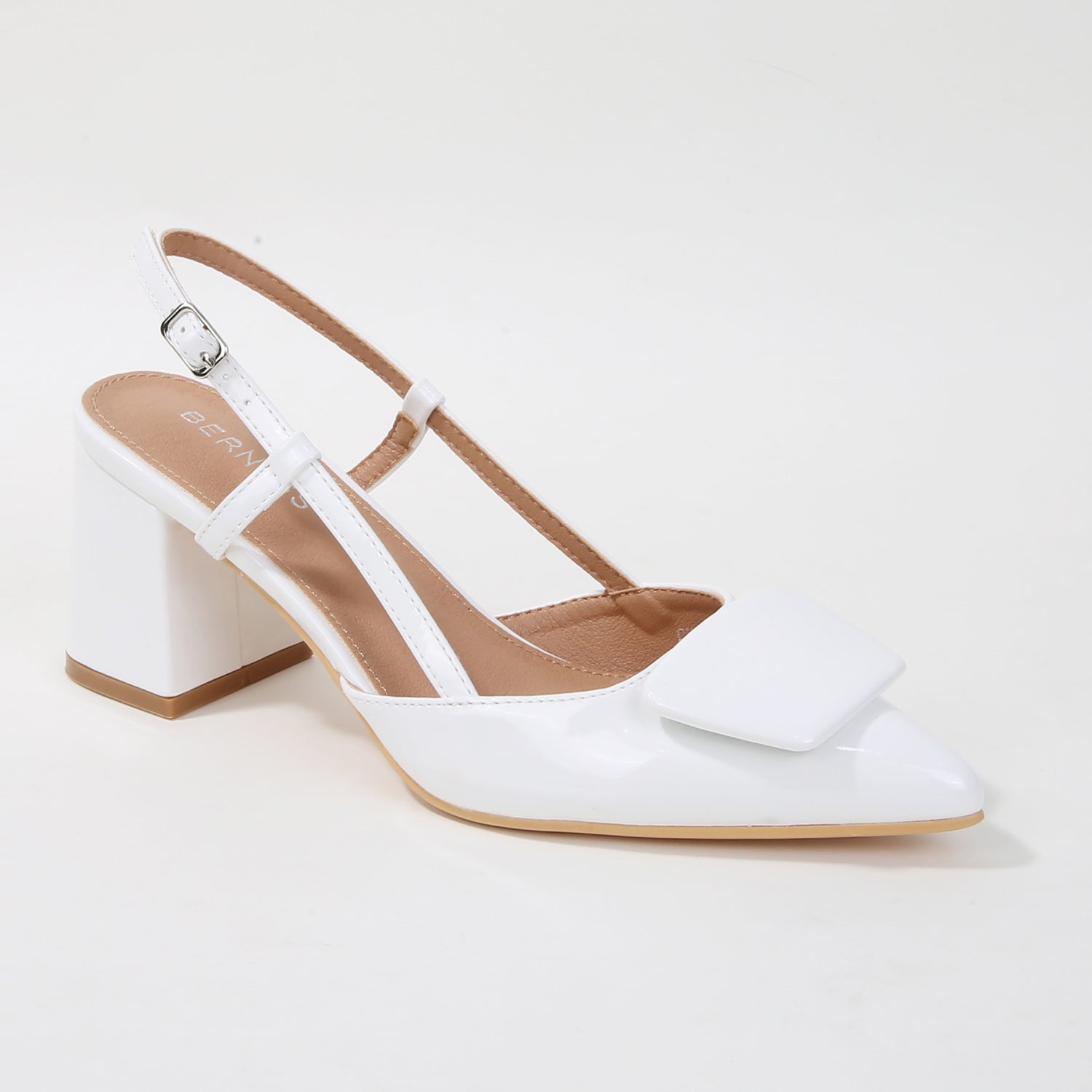 Charlize T-Strap Trapezoid Accent Slingback Heels
