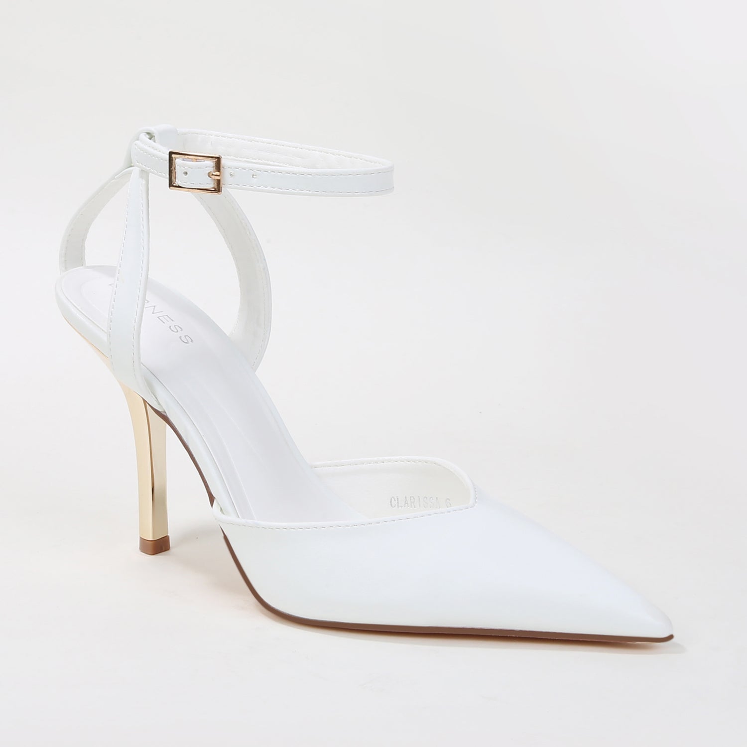 Clarissa Ankle Strap Pumps with Metallic Stiletto Heel