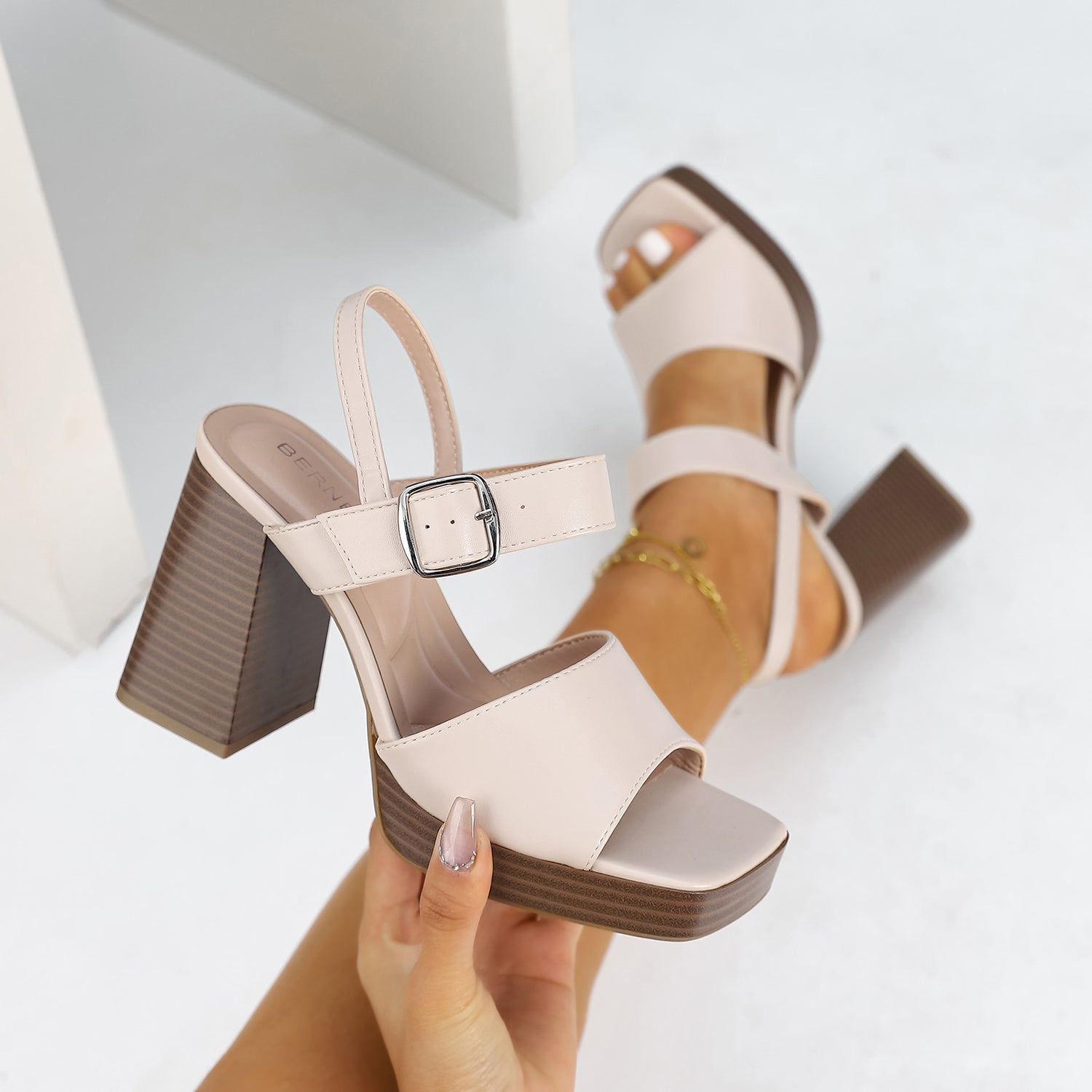Cobi Faux Leather Platform Block Heels
