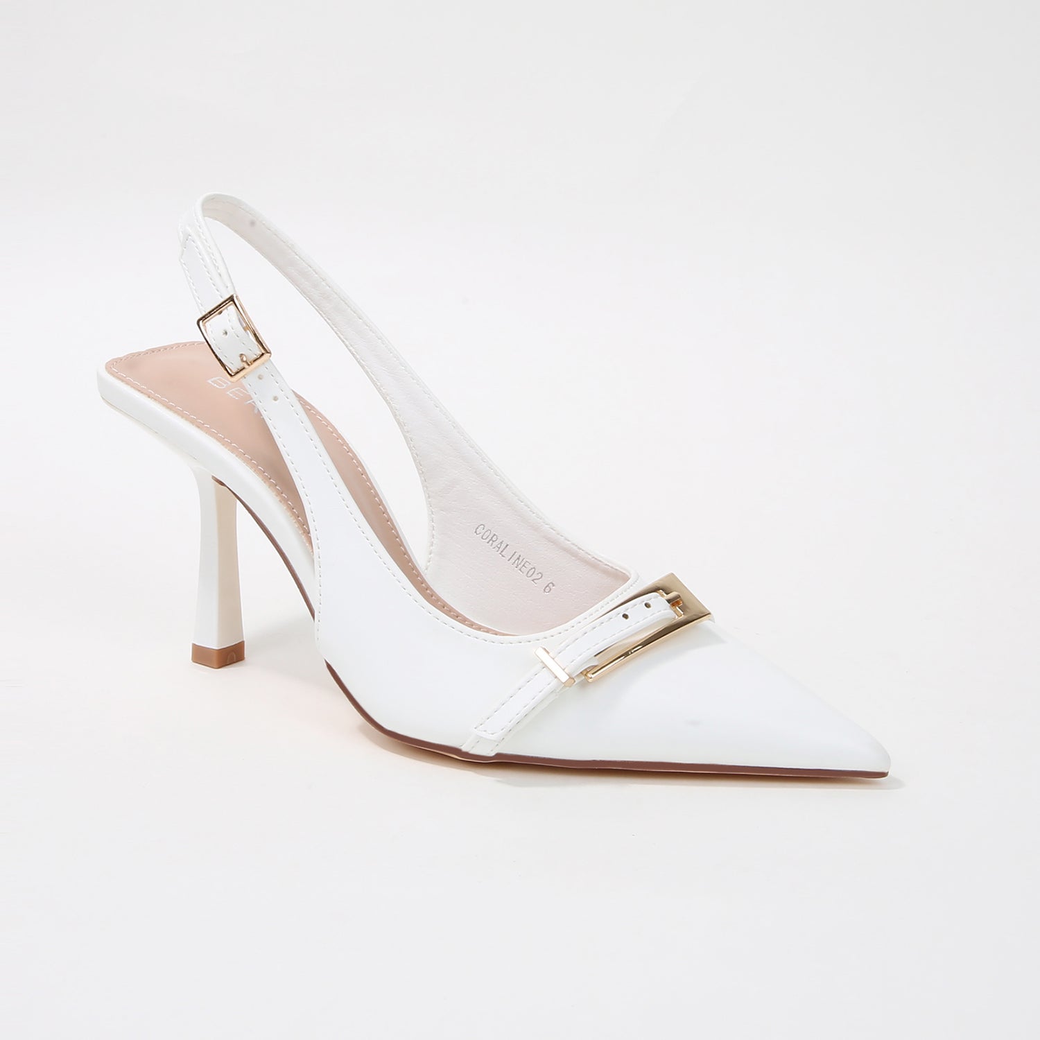 Coraline Vegan Leather Slingback Heels with Gold Buckle