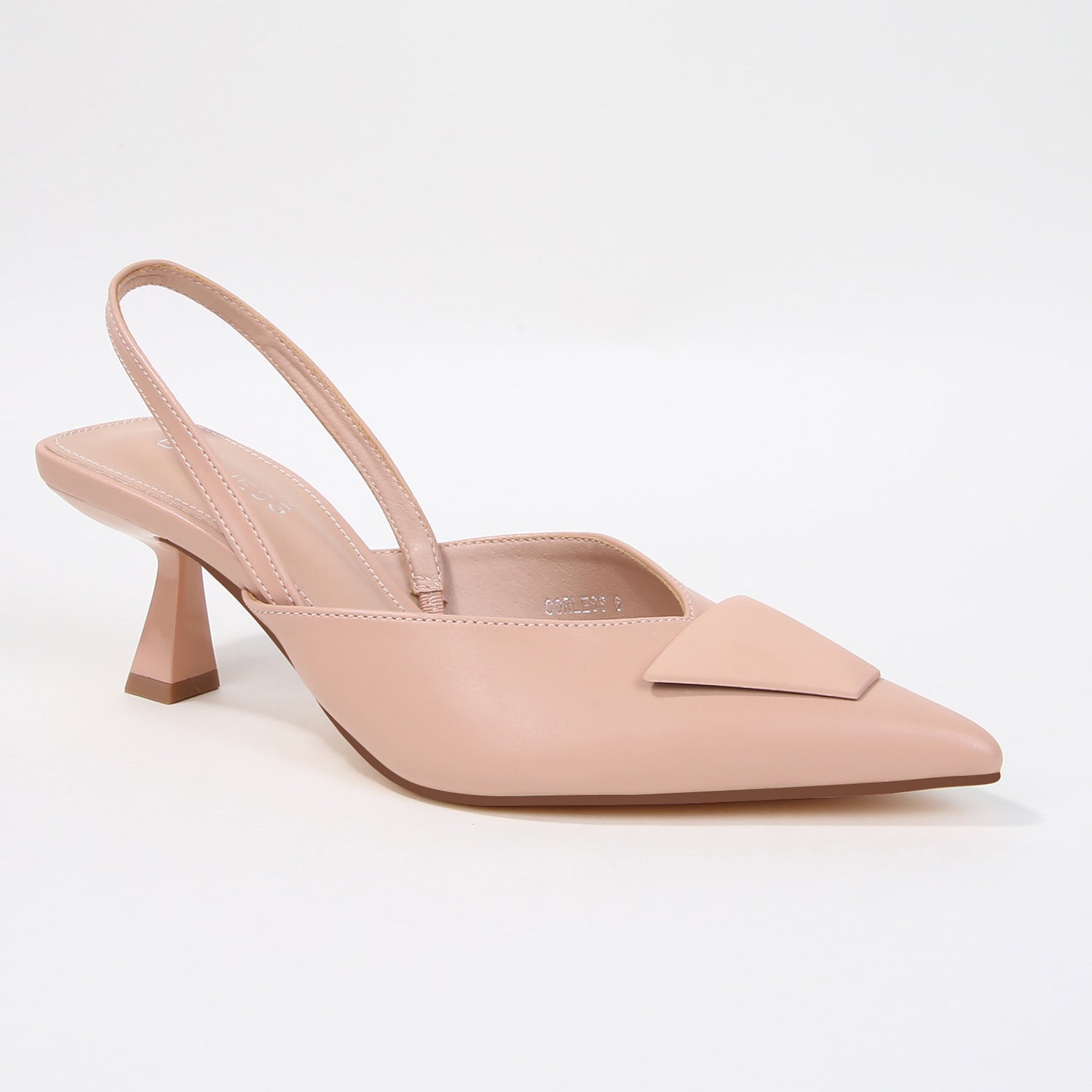Corless Pointed Slingback Pump Heels with Trapezoid Accent