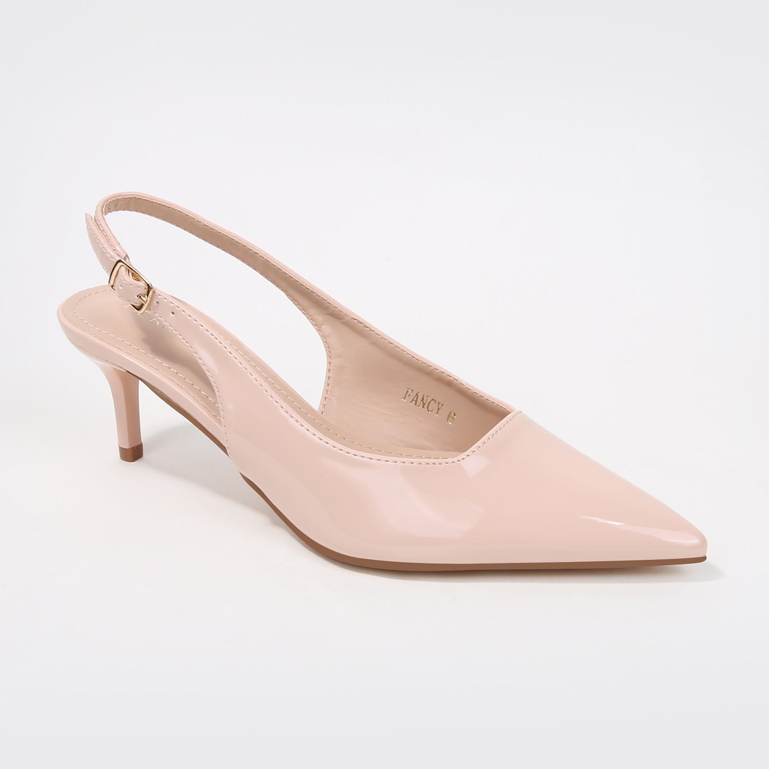 Fancy Patent Leather Slingback Kitten Heels
