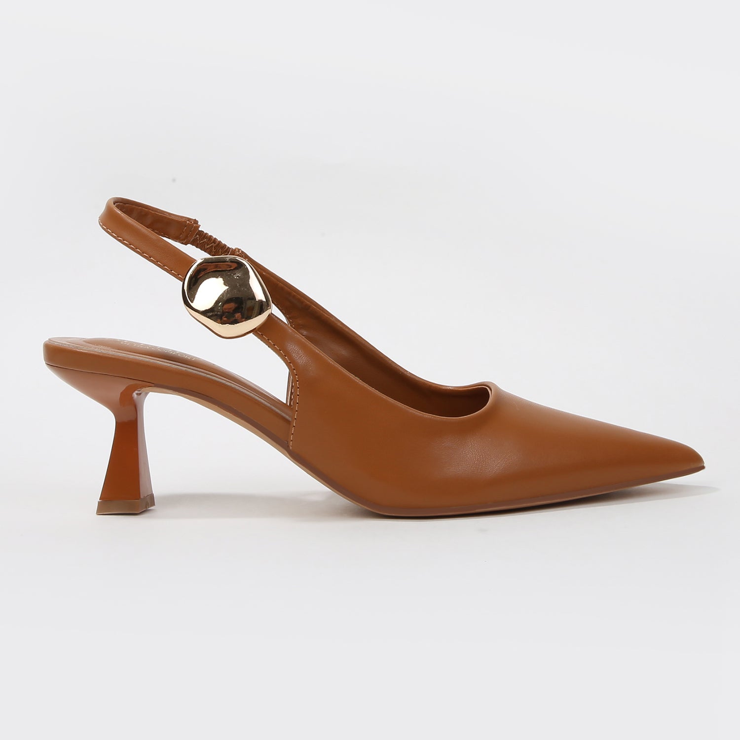 Felina Pointed Toe Slingback Pumps with Gold Ornament