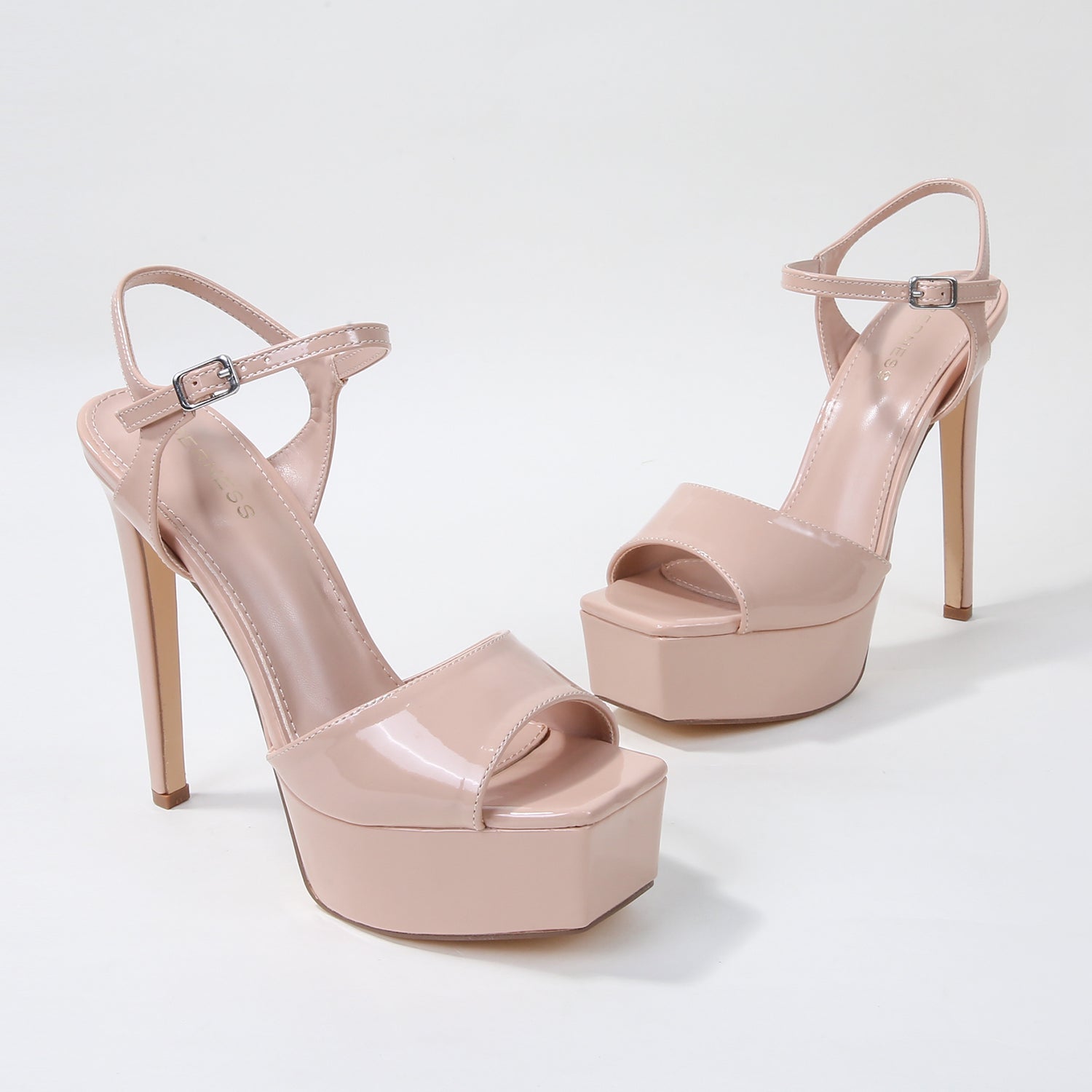 Genevieve Gloss Ankle Strap Platform Heels