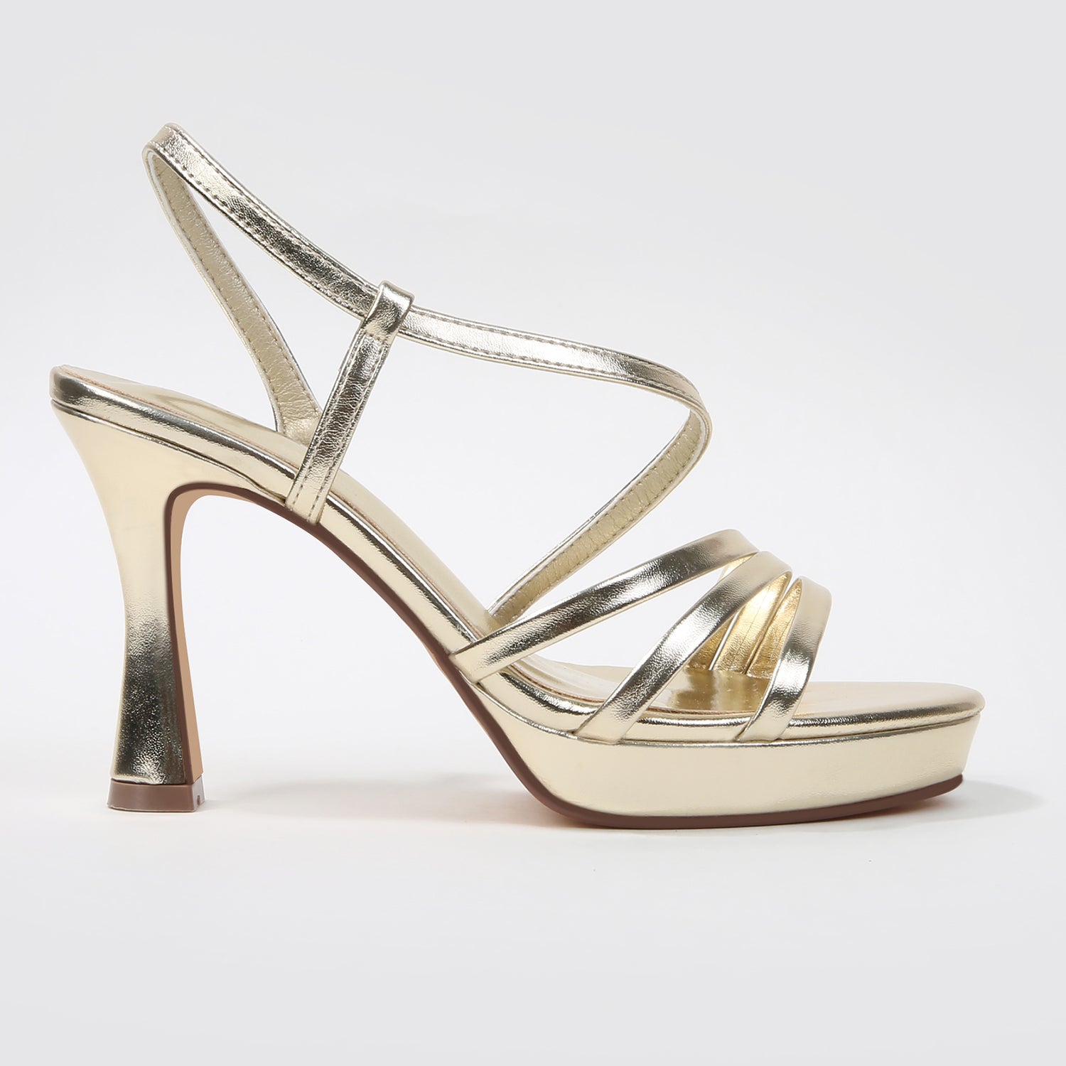Gita Patent Multi-Strap Platform Sandals with Flare Heel