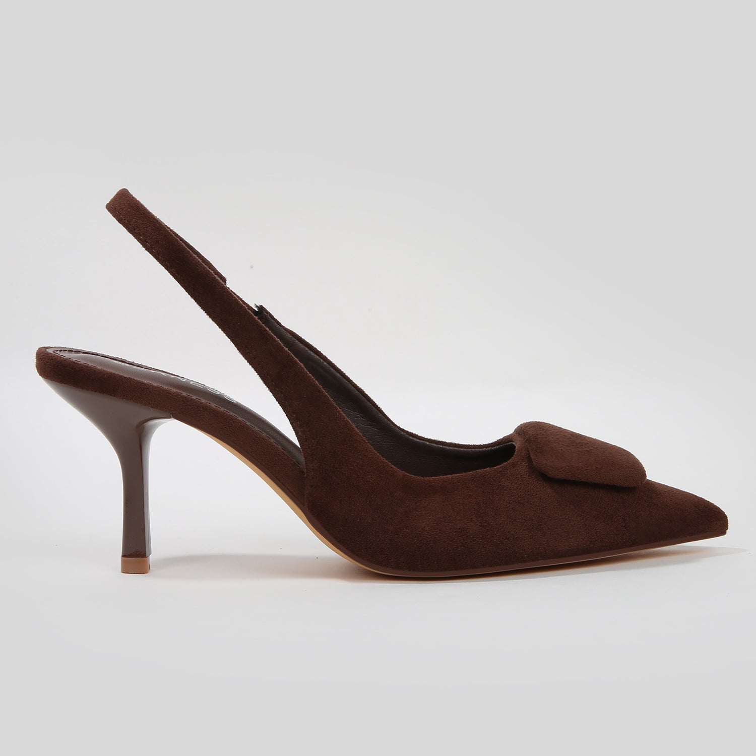 Heddie Faux Suede Slingback Pointed Toe Kitten Heels