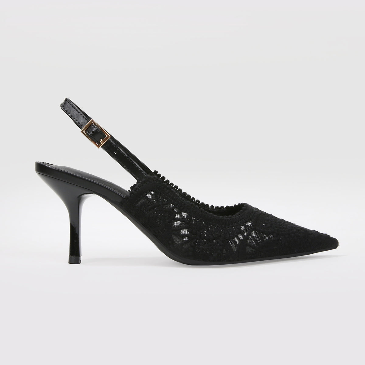 Hertha Lace Pointed Toe Slingback Heels