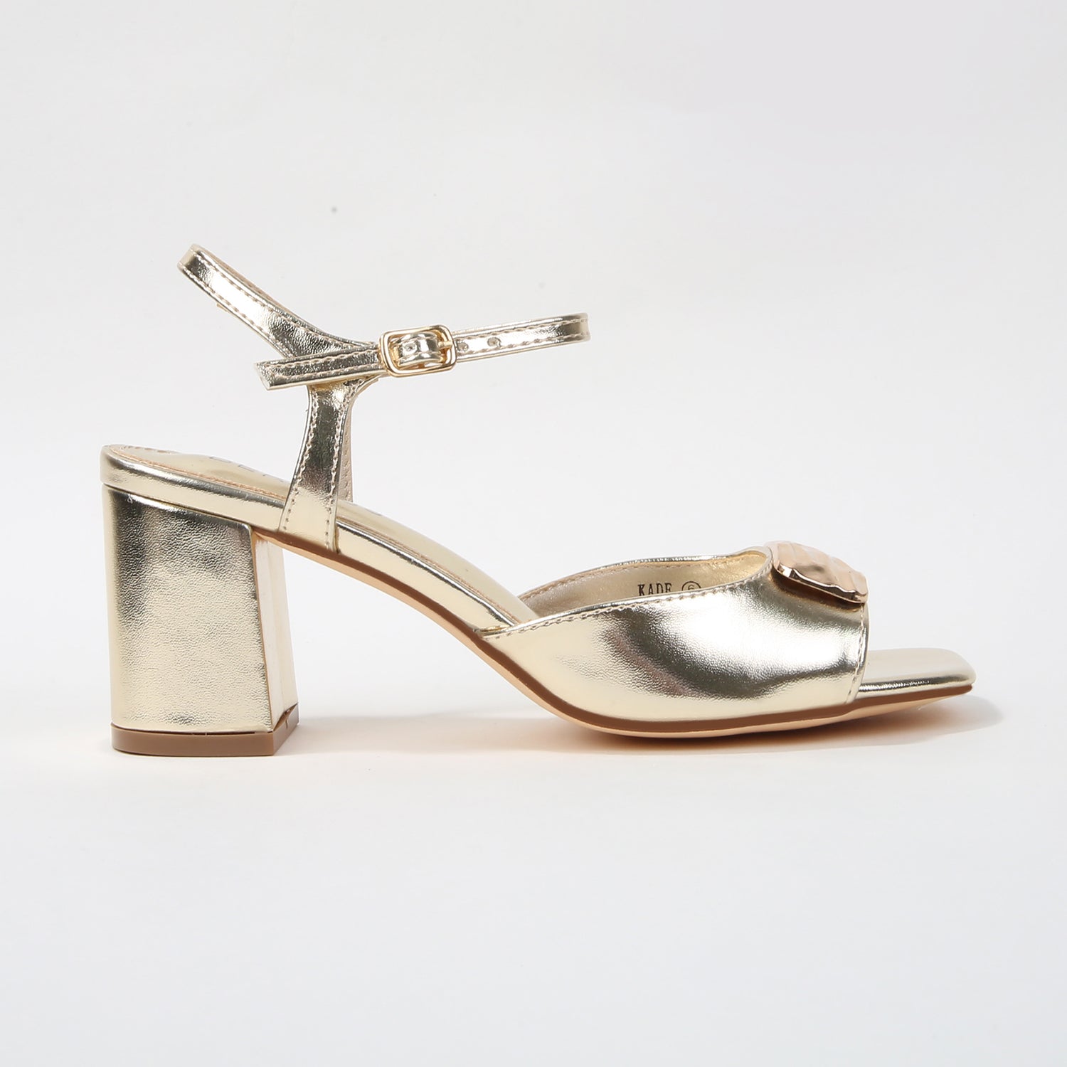 Kade Wavy Metallic Accent Square Toe Block Heels