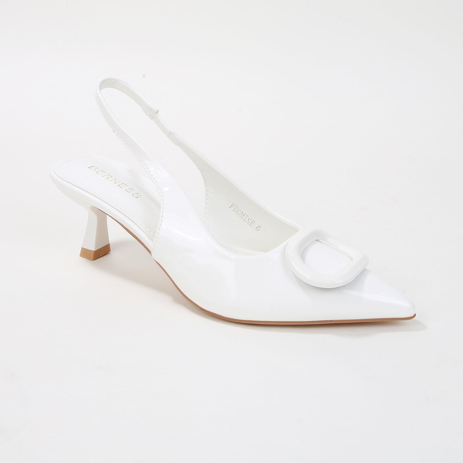 Promise Patent Slingback Heels with Buckle Accent