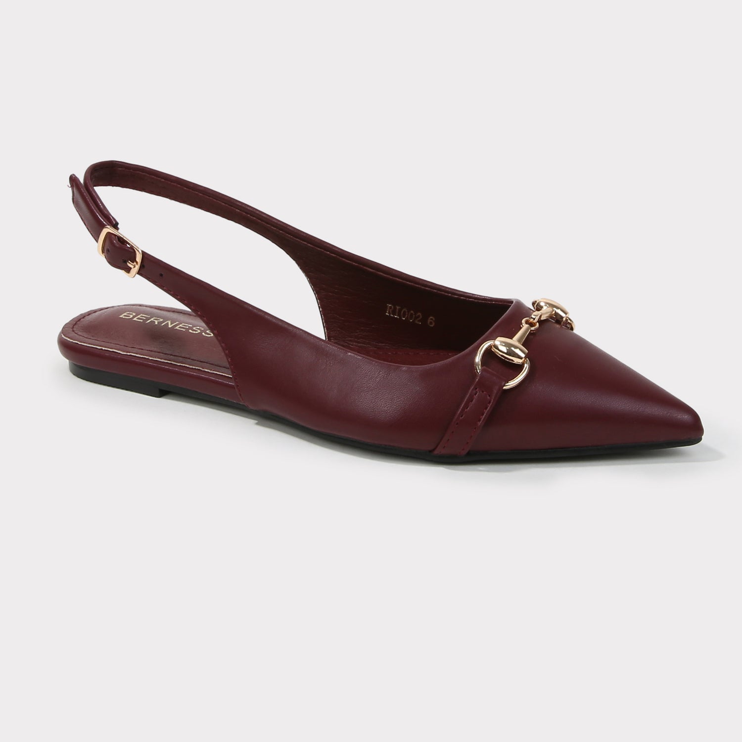Rio Chain Accent Faux Leather Slingback Flats