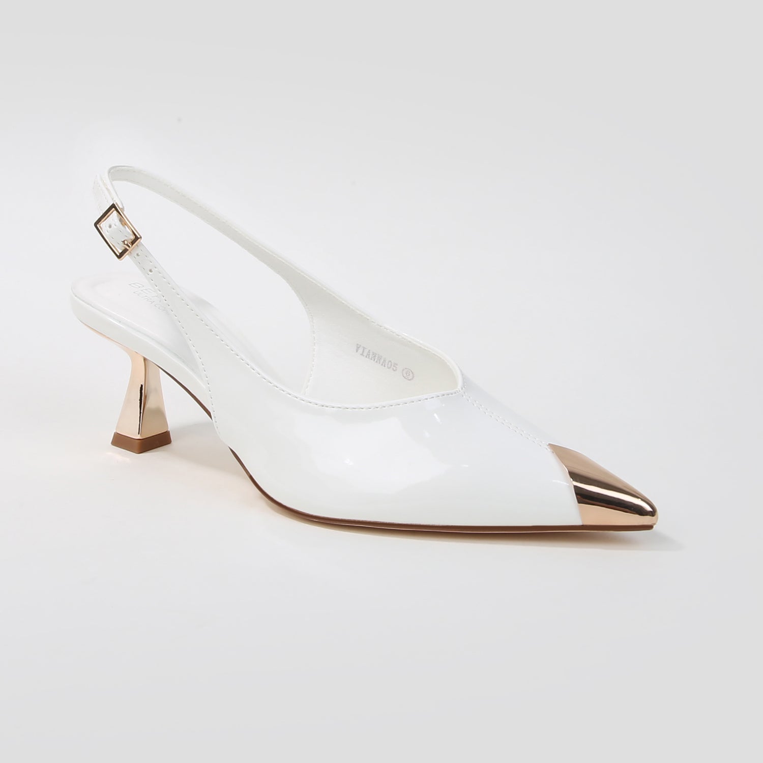 Vianna Patent Metallic Cap Slingback Heels