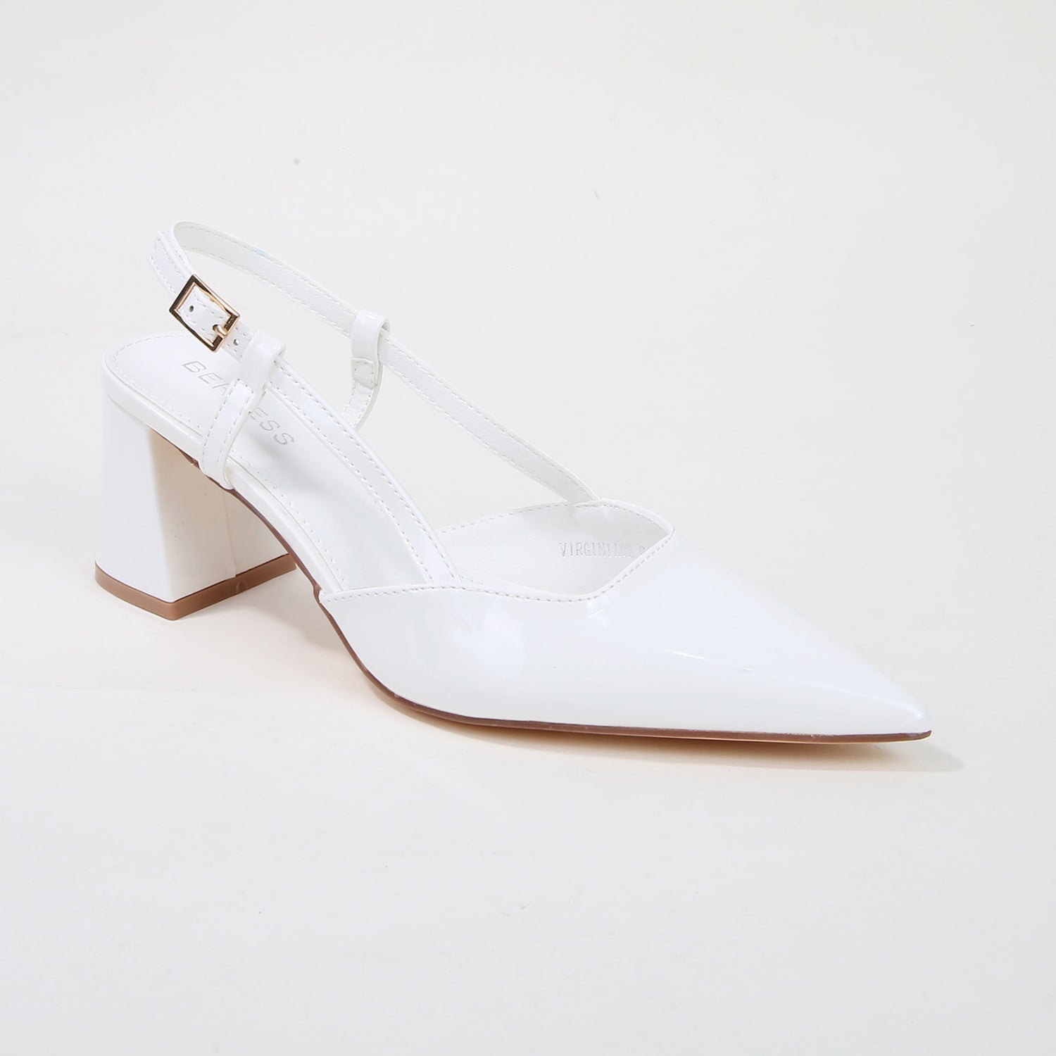 Virginia Glossy Block Heel Slingback Pumps